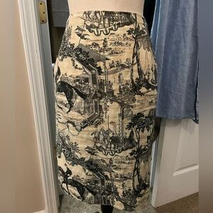 Ralph Lauren Black and Cream Toile Pencil Skirt